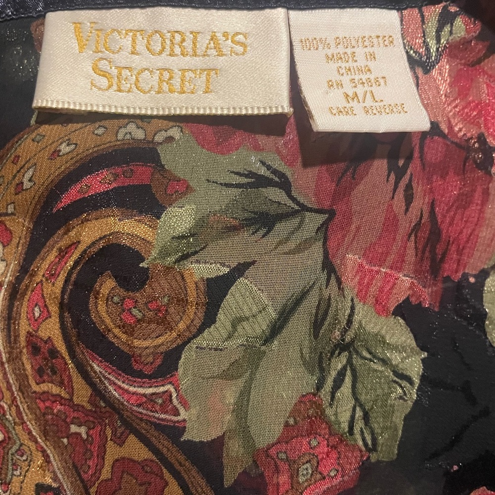 Victoria’s Secret Gold Label Flowy Style Sheer Metallic Floral Shirt Dress - Picture 8 of 8